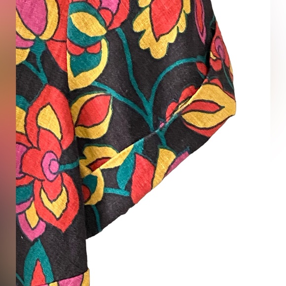 Modcloth Retro Floral Crop Linen Blend Top Size Medium - Picture 6 of 9